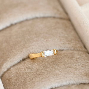 Baguette Diamond Huggies - Silver Everyday CZ Hoop Earrings
