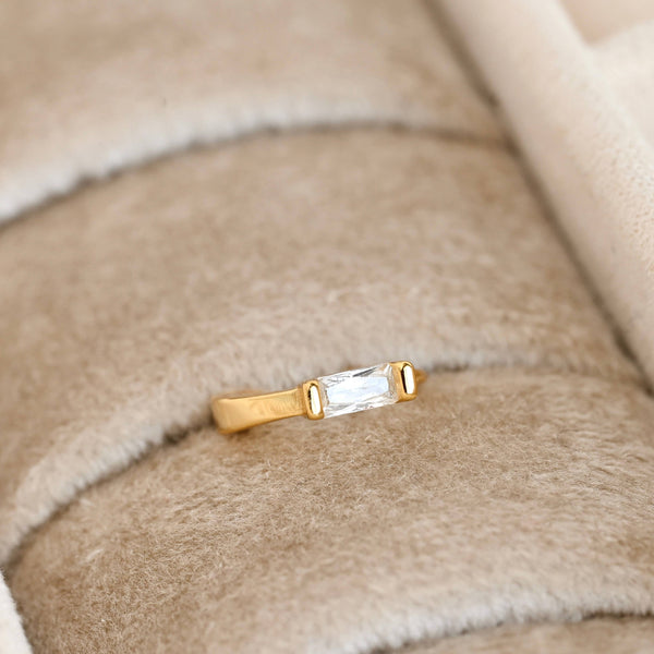 Baguette Diamond Huggies - Silver Everyday CZ Hoop Earrings