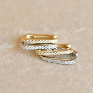 Diamond U Hoops - 925 Silver Pavé Link Hoop Earrings