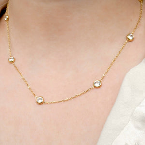 Bezel Station Necklace - Diamond Satellite Bezel Necklace