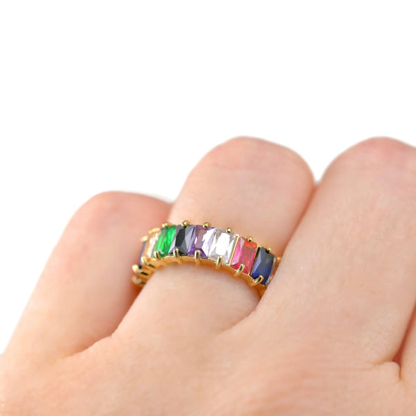 Baguette Diamond Ring - Wide Baguette-cut CZ Ring