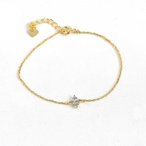 Silver Diamond Bracelet - Bezel Bracelet - Clover Bracelet