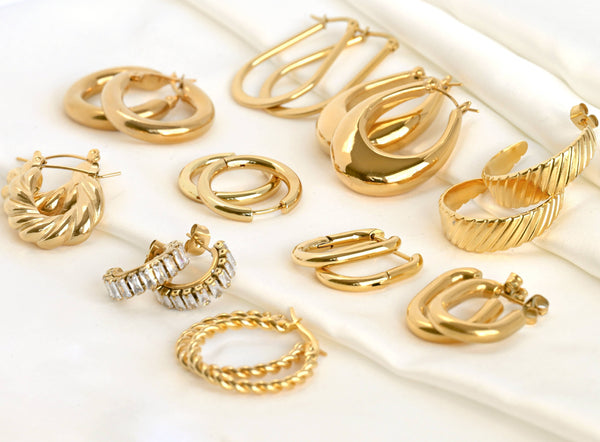 18k Gold Hoop Earrings - Tarnish-free Statement Hoops