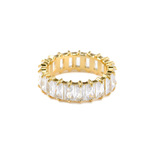 Baguette Diamond Ring - Wide Baguette-cut CZ Ring