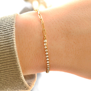 18k Gold Bracelets - Gold Beaded, Paperclip, Tennis Bracelet