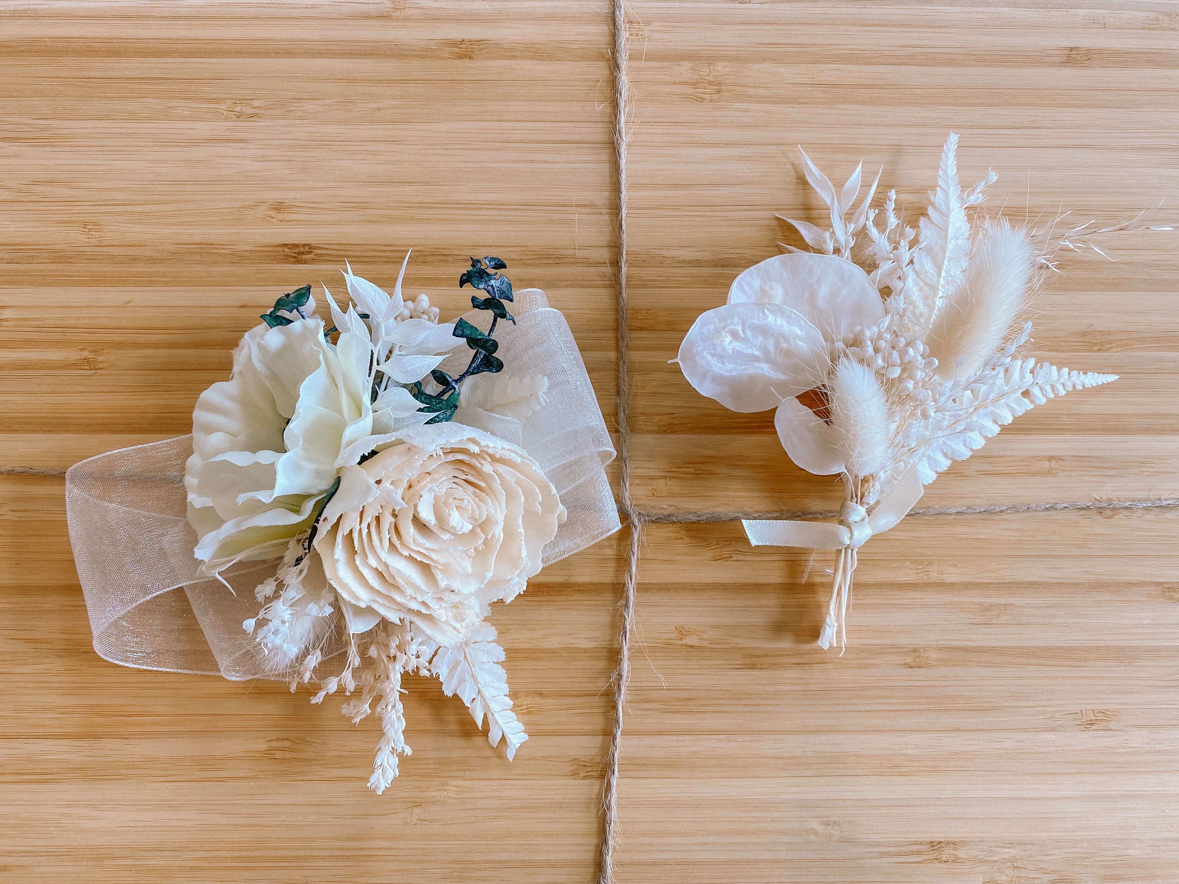 Boho Dried Floral Boutonniere & Corsage