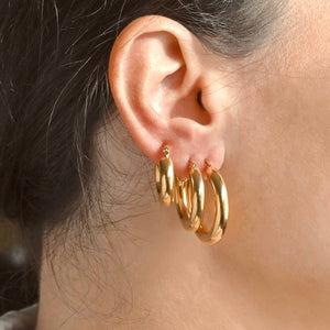 Small Thick Gold Hoop Earrings -  Tarnish-free Thick Hoops