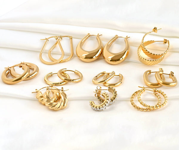 18k Gold Hoop Earrings - Tarnish-free Statement Hoops