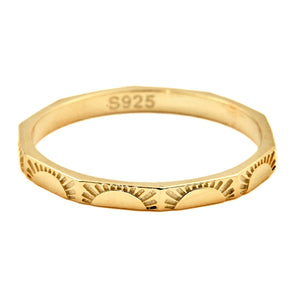 Angular Sun Ring - Sterling Silver Slim Sun Band