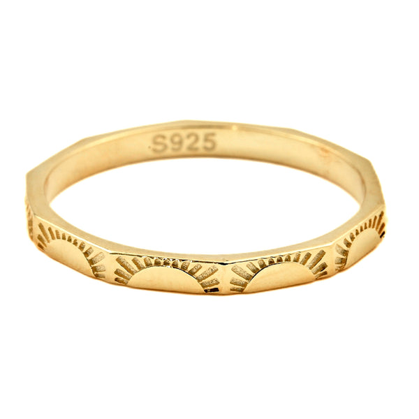 Angular Sun Ring - Sterling Silver Slim Sun Band