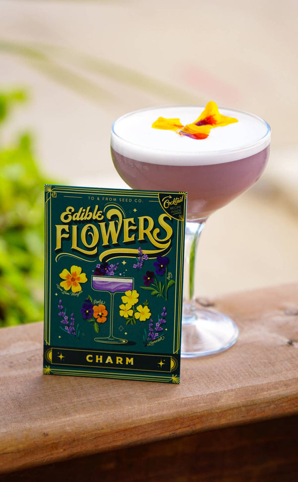 Seed Packet & Cocktail Recipe - Edible Flowers (Charm)