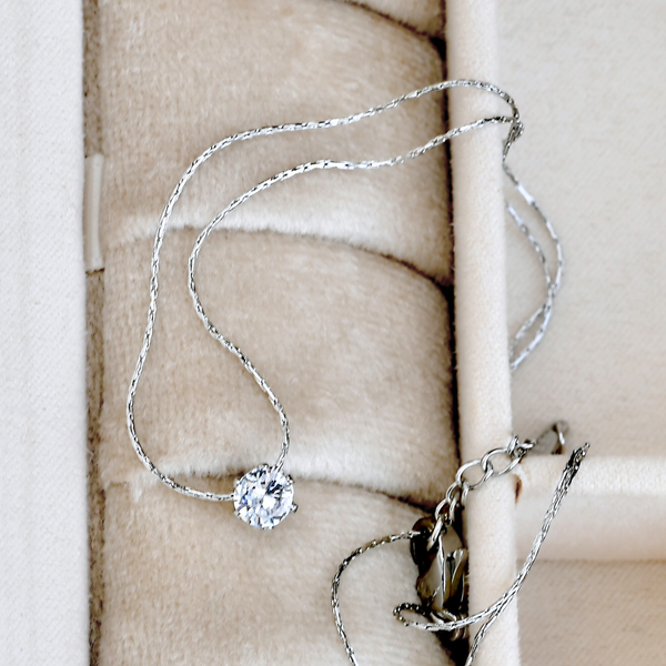 Gold Solitaire Necklace - Tarnish-free Diamond Pendant