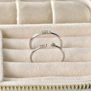 925 Silver Diamond Rings - Bezel Ring - Baguette Ring