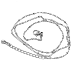Curb Satellite Necklace - 18k Gold Beaded Chain Necklace