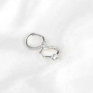 Baguette Diamond Huggies - Silver Everyday CZ Hoop Earrings