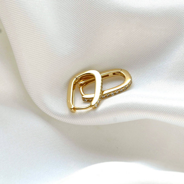 Diamond U Hoops - 925 Silver Pavé Link Hoop Earrings