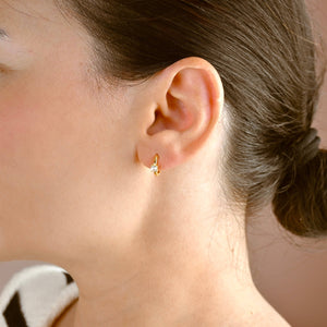 Baguette Diamond Huggies - Silver Everyday CZ Hoop Earrings