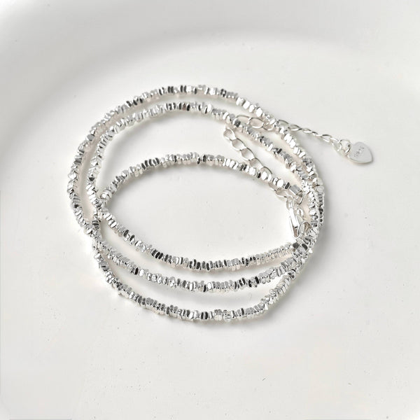 925 Sterling Silver Beaded Choker - Silver Bead Necklace