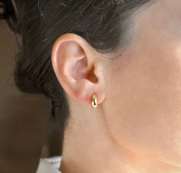 Small Chunky Hoops - Sterling Silver Small Bold Huggies