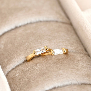 Baguette Diamond Huggies - Silver Everyday CZ Hoop Earrings