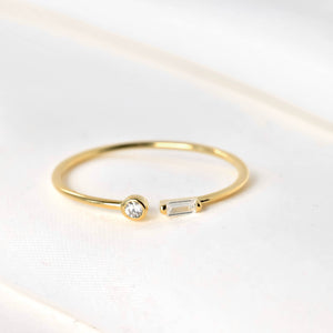 925 Silver Diamond Rings - Bezel Ring - Baguette Ring