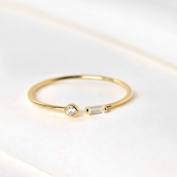 925 Silver Diamond Rings - Bezel Ring - Baguette Ring