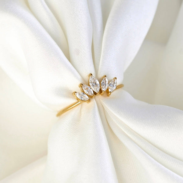 Marquise Diamond Ring - Stainless Steel CZ Lotus Ring