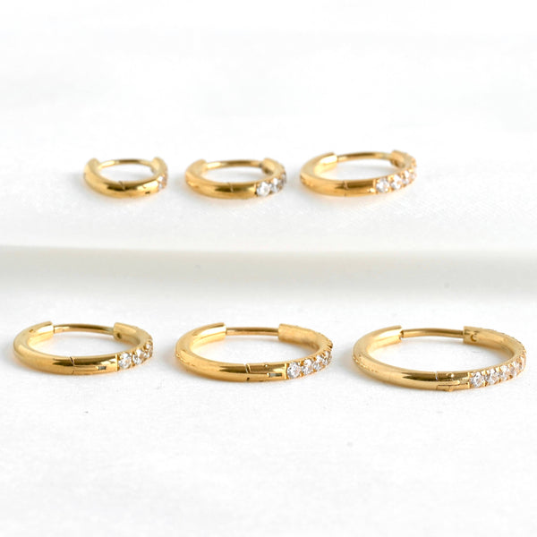 Pave Diamond Hoops - Tarnish-free Diamond Hoop Earrings