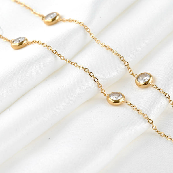 Bezel Station Necklace - Diamond Satellite Bezel Necklace