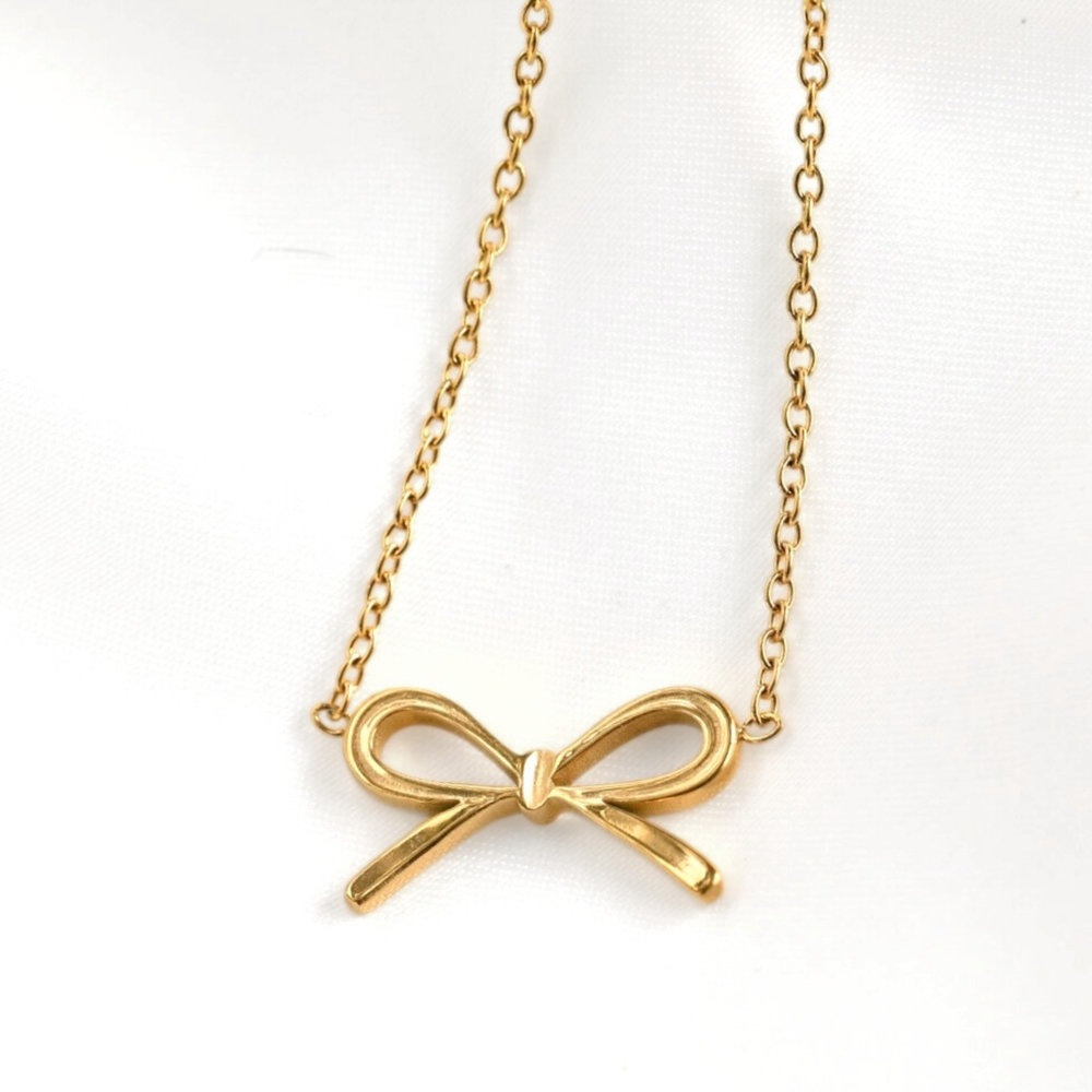 Gold Ribbon Bracelet - 18k Gold PVD Dainty Bow Tie Bracelet