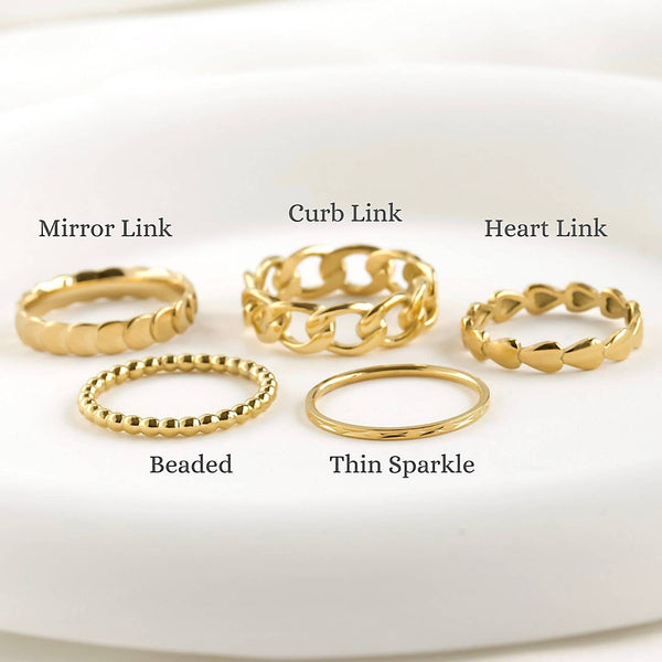 Dainty Gold Rings - Waterproof 18k Gold Stackable Rings