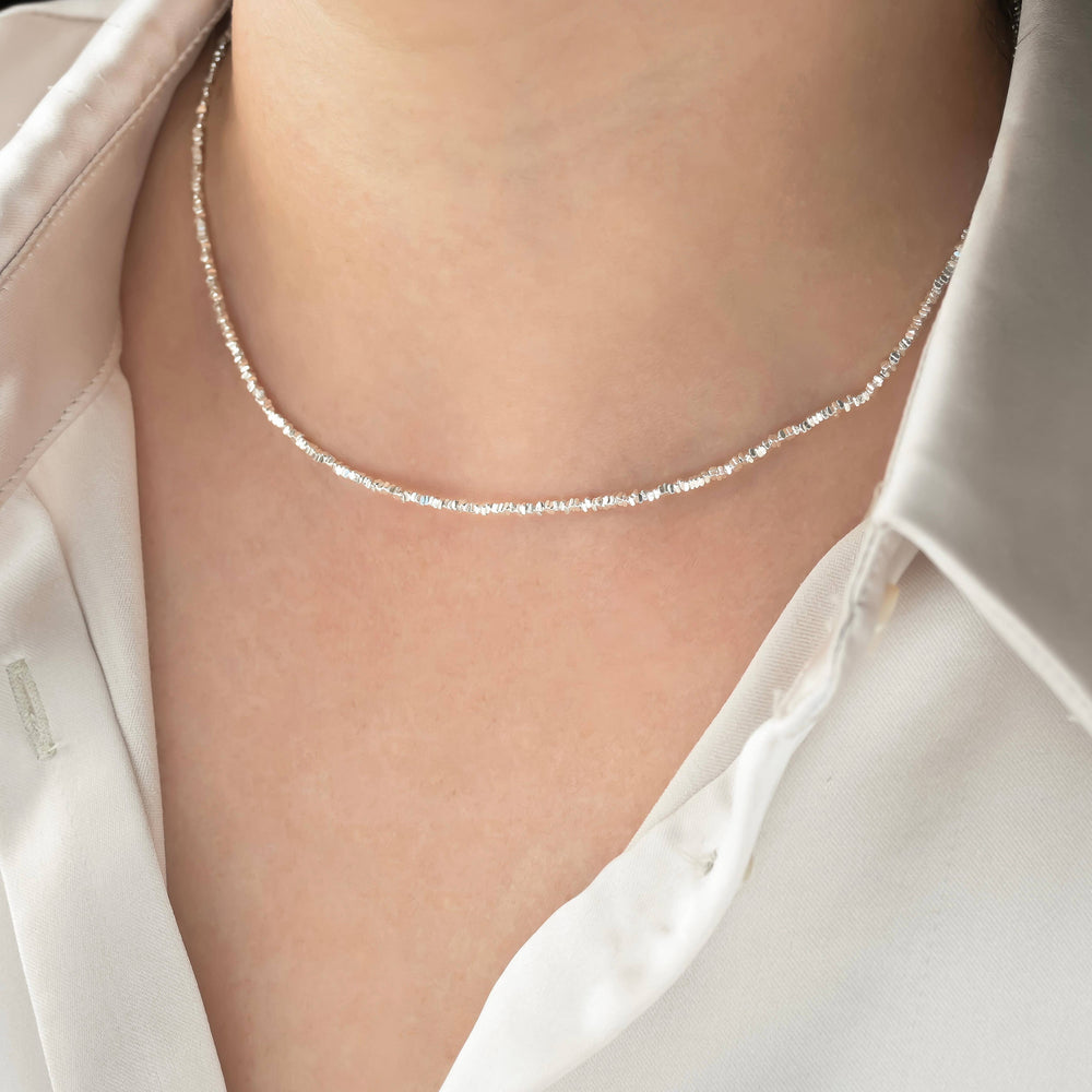 925 Sterling Silver Beaded Choker - Silver Bead Necklace