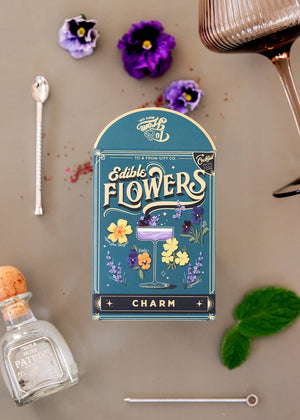 Seed Packet & Cocktail Recipe - Edible Flowers (Charm)