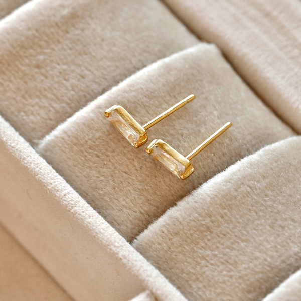 925 Silver Bar Studs - Small Baguette Stud Earrings