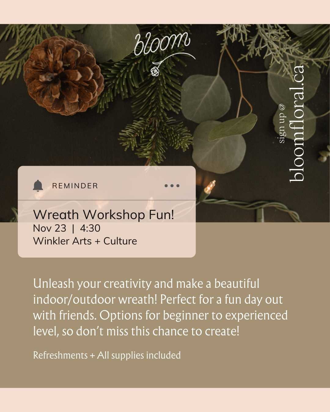 Modern Crescent Wreath Workshop - Nov 23rd