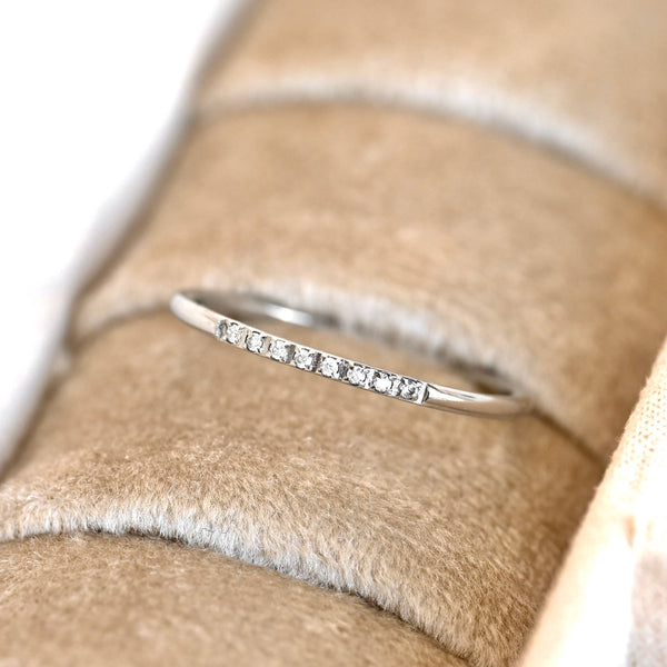 Thin Pave CZ Ring - Slim Stacker Ring - Pave Diamond Band