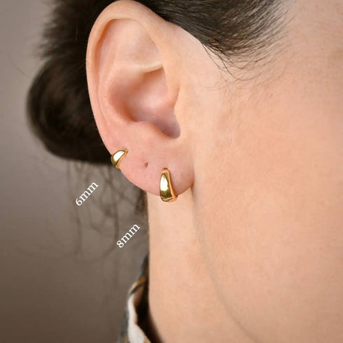 Small Chunky Hoops - Sterling Silver Small Bold Huggies