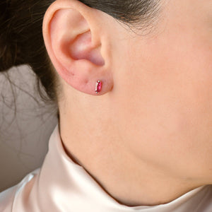 925 Silver Bar Studs - Small Baguette Stud Earrings