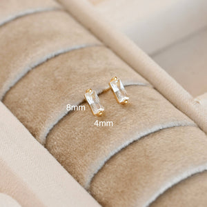 925 Silver Bar Studs - Small Baguette Stud Earrings