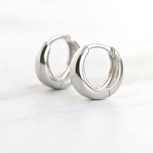 Small Chunky Hoops - Sterling Silver Small Bold Huggies