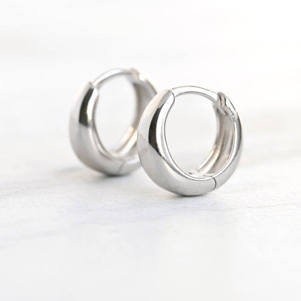 Small Chunky Hoops - Sterling Silver Small Bold Huggies