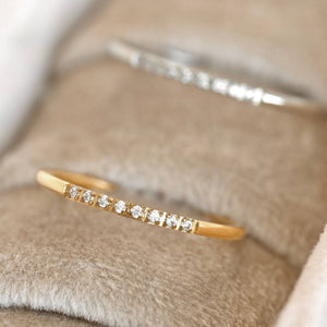 Thin Pave CZ Ring - Slim Stacker Ring - Pave Diamond Band