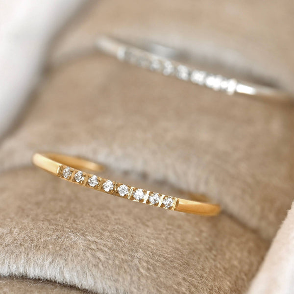 Thin Pave CZ Ring - Slim Stacker Ring - Pave Diamond Band