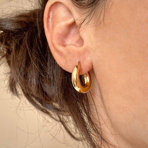 Small Thick Gold Hoop Earrings -  Tarnish-free Thick Hoops