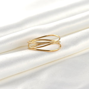 Layered Gold Ring - Waterproof Stacked Wave Ring