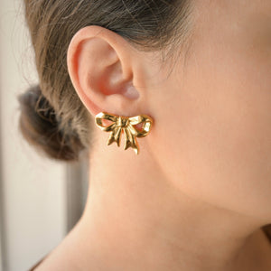 Oversized Ribbon Studs - 18k Gold Large Bow Tie Earrings