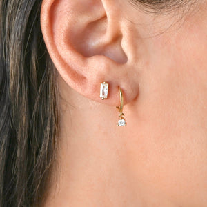 925 Silver Bar Studs - Small Baguette Stud Earrings