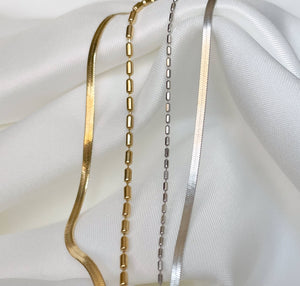 Layered Herringbone Bracelet - Dainty Gold Sanke Bracelet
