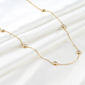 Bezel Station Necklace - Diamond Satellite Bezel Necklace