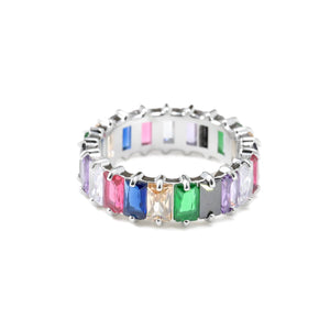 Baguette Diamond Ring - Wide Baguette-cut CZ Ring